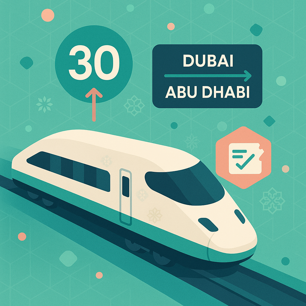 انطلاق قطار Etihad Rail بين Dubai و Abu Dhabi في 30 سبتمبر بعد نفاد تذاكر الدرجة المميزة